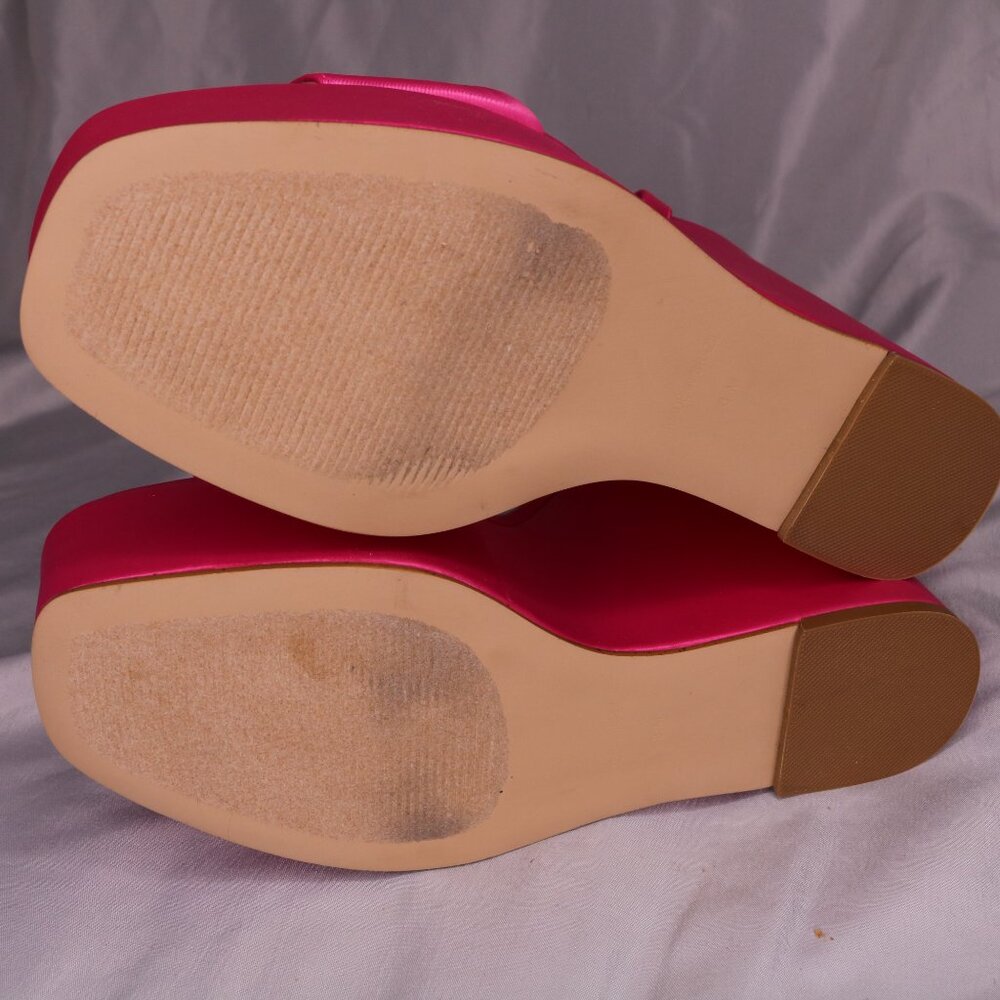 Steve Madden Hot Pink Satin Platform Wedge Sandals Size 8 - Picture 6 of 6